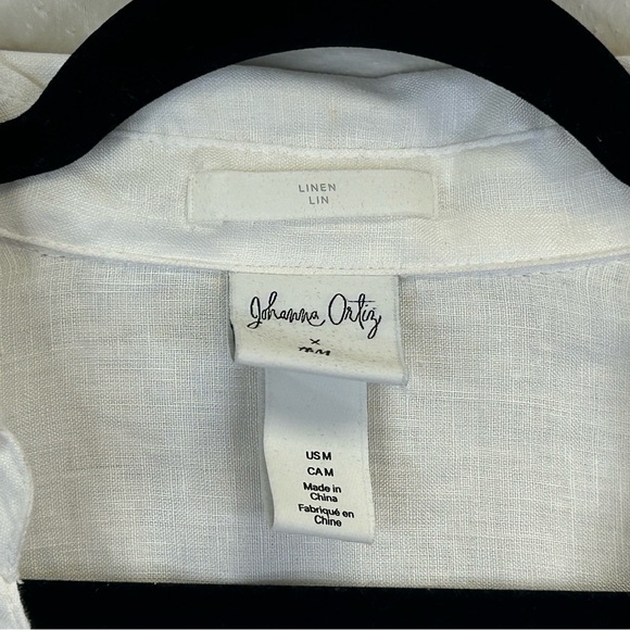 Johanna Ortiz H&M White Linen Shirt Dress Button Up Womens M Minimalist Pockets - Picture 4 of 16